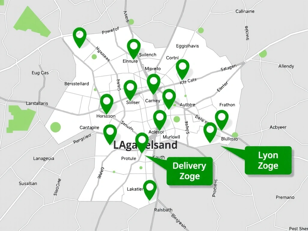 Carte illustrant les zones de livraison de Lyonchefcz