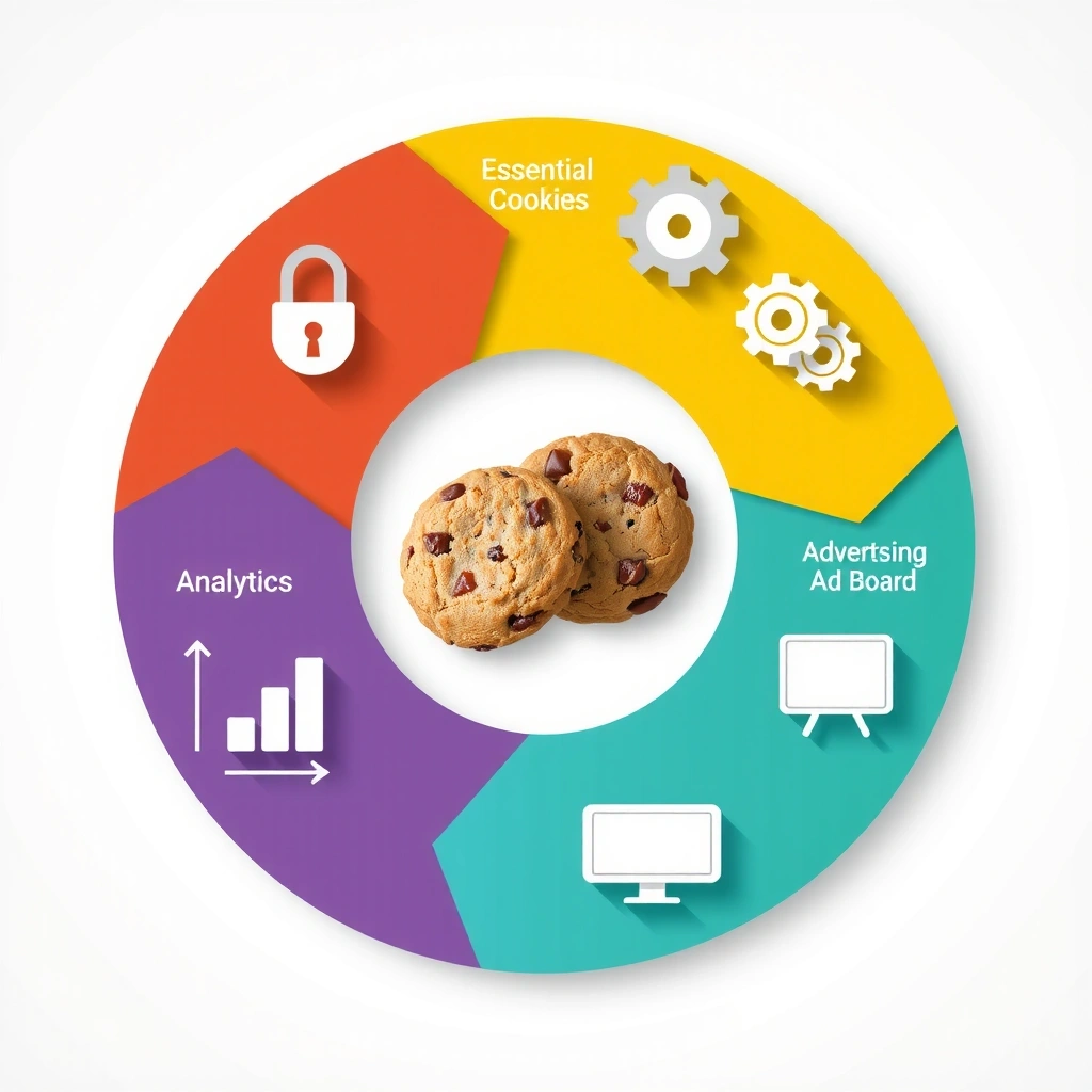 Diagramme montrant les différents types de cookies avec des icônes