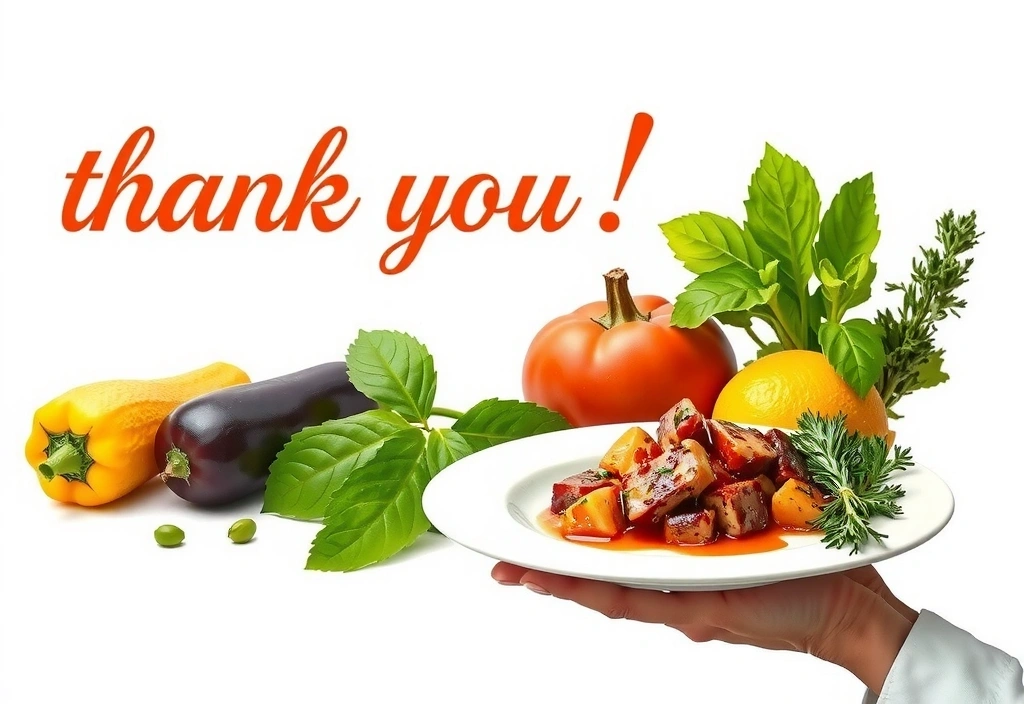Illustration d'un remerciement avec un plat sain préparé par Lyonchefcz
